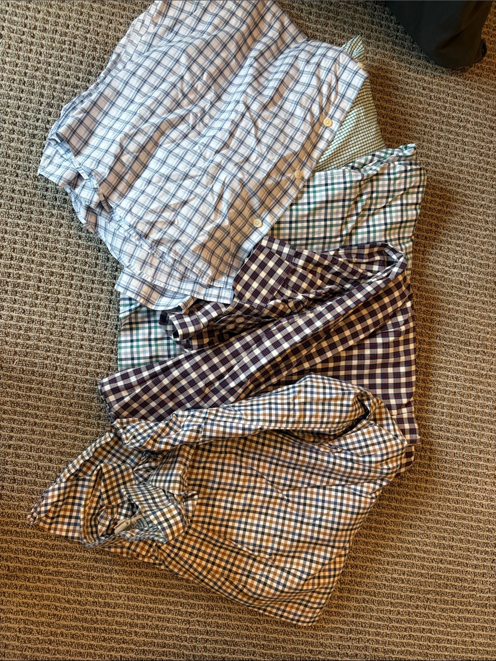 Duluth Trading Co- Multi-Check Button-Down Shirt - Blue/Brown/Green Checks